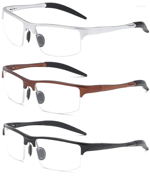 Lunettes de soleil Frames Men léger Men Sports Goggles Sand-Rim AL MG Lunettes en alliage Silver Black Brown Spring Hinge