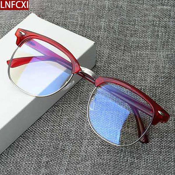 Lunettes de soleil Cadres LNFCXI Rétro Élégant Femme Lunettes Demi-cercle Monture Lunettes Clair Anti-lumière Bleue Lentille Pour Hommes / Femmes Unisexe Lunettes