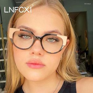 Zonnebrilmonturen LFCXI TR90 Polygon Cat Eye Dames Contrastkleur Brilmontuur Anti-Blauw Licht Mode Brillen Heren Optisch Recept