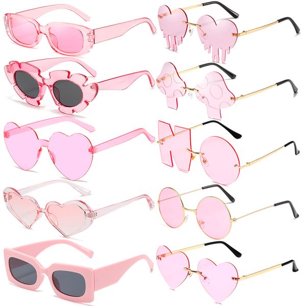 Marcos de gafas de sol Precioso color rosa Corazón Cuadrado Jelly Gafas de sol UV400 Protección Sombras Decoración de fiesta de verano Mujeres Gafas 230919
