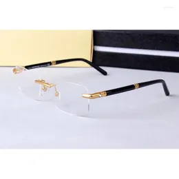 Marcos de gafas de sol Marca de lujo Gafas sin montura Marco Hombres Cara ancha Alta calidad Miopía Anteojos recetados Gafas ópticas MB474