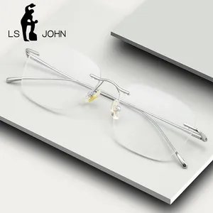 Lunettes de soleil Frames Luxury Square Rimless Lunes Femmes Titane Titane Ultralight Anti Blue Light Optical Prescription Epidons Men Brand Eyewear