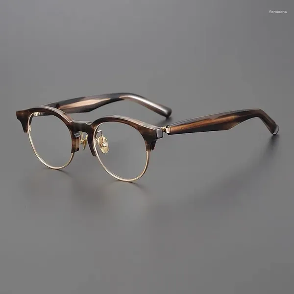 Marcos de gafas de sol M-92 Marco semicircular óptico Bisagras R inversas para hombres y mujeres Gafas de miopía graduadas de acetato hechas a mano japonesas