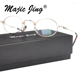 Lunettes de soleil Frames Magic Jing Metal Prescription Spectacles Round Optical with Spring Hinge 6218