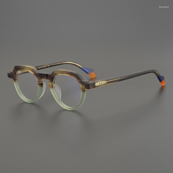 Gafas de sol Marcos Color mate Acetato Gafas Marco Hombres Hecho a mano Diseñador retro Anteojos ópticos Miopía Lectura Mujeres Gafas graduadas