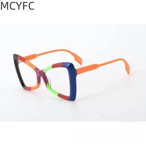 Monturas de gafas MCYFC Montura de gafas de acetato de moda para mujeres y hombres Monturas de gafas de miopía ópticas de color dividido hechas a mano de alta calidad 231211