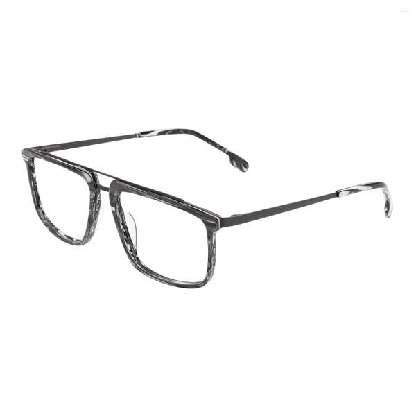 Marcos de gafas de sol Hombres y mujeres Borde completo Cuadrado Doble Puente Gafas de metal de acetato grande para lentes recetados Miopía Lectura Progreso