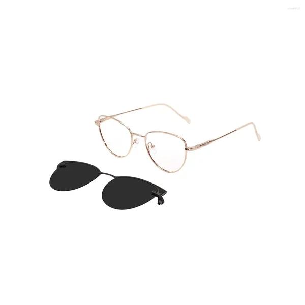 Lunettes de soleil Cadres Hommes et Femmes Métal Cat Eye Lunettes Cadre avec clip pour lentilles de prescription