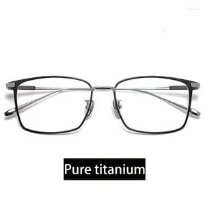 Monturas de gafas de sol para hombre, montura de gafas de titanio puro, diseño de marca, chapado IP, gafas ópticas para miopía, gafas cuadradas multifocales