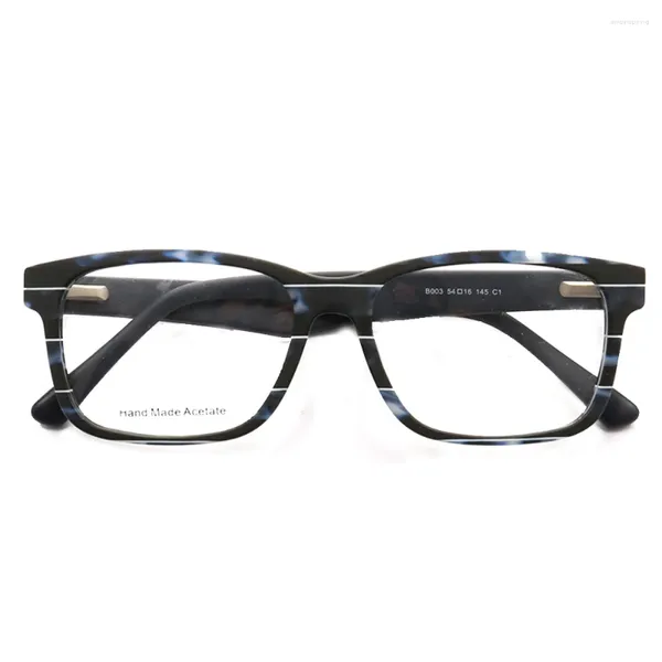 Lunettes de soleil Frames Men Square Eyeglass pour femmes Modèles à rayures Full Rim modernes Légers lunettes bleues Black Brown