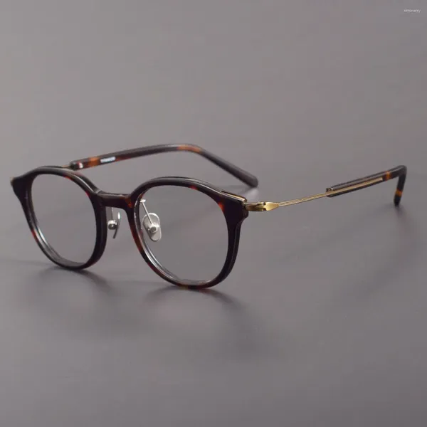 Gafas de sol marcos masculinos titanium ante el marco de la gafas recetadas con la cara redonda gafas de tortuga femenina