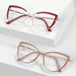 Lunettes de soleil Frames Metal Cat Lunettes Eye Fime femme Fashion Tr90 Brand Designer Trend Cateye Computer Eyewaer Gradient Color Eyegalss