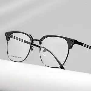 Gafas de sol Marcos Metal Medio Marco Anteojos Diseñador Masculino Cuadrado Óptico Prescripción Miopía Gafas Hombre Retro Negocios Gafas Gafas