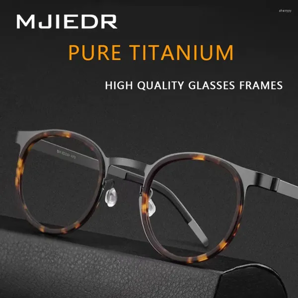 Lunettes de soleil Frames MJIEDR Brand Pure Titanium Lunes Titres pour hommes Metal Vintage Round Prescription Eyewear Myopia Optical E Eapres