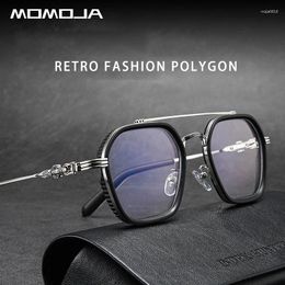 Zonnebrilmonturen MOMOJA Retro Fashion Polygonpilot Pilot Spectacle Ultralichte legering Brillen Optische bril op sterkte Dubbele brug