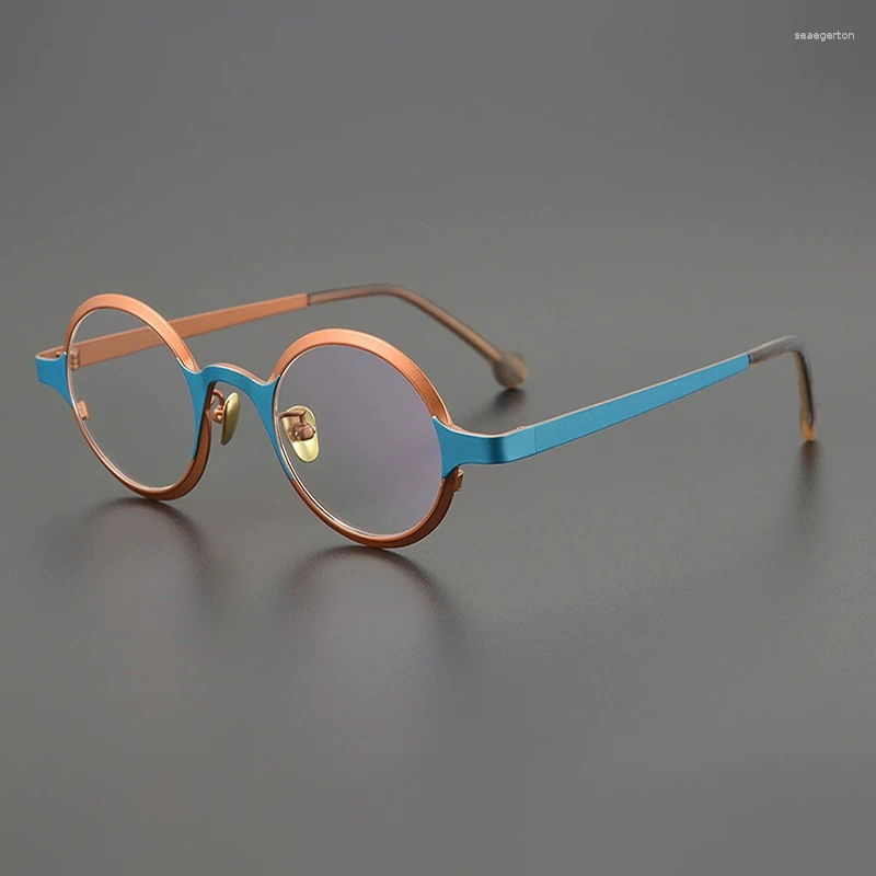 Оправы для солнцезащитных очков, многоцветные ультралегкие оптические очки из чистого титана для мужчин и женщин, нишевая круглая оправа для лица в стиле ретро