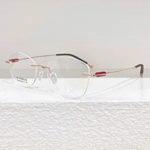 Zonnebrilmonturen Bijziendheid Brillen Voor Mannen Vrouwen IP TITANIUM Randloze Ovale Frame Hoge Kwaliteit Merk Bril Recept Clear Lens