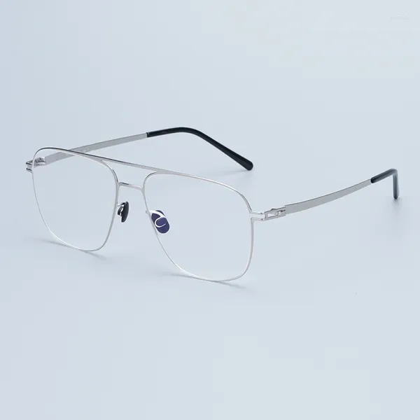 Monturas de gafas de sol, gafas para miopía para hombre, hechas a mano en Alemania, montura de gafas de acero inoxidable estilo piloto superdelgadas, prescripción