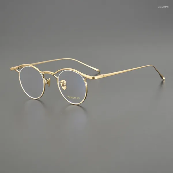 Marcos de gafas de sol Marco de gafas de nicho Cara grande Personalidad Diseñador Titanio puro Redondo Literario Moda masculina Prescripción óptica