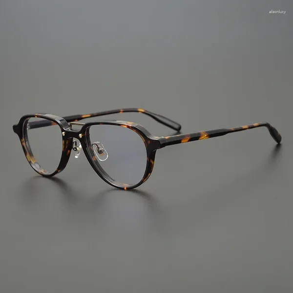 Lunettes de soleil Cadres Niche Retro Pilot Lunettes Cadre Hommes et femmes Personnalité littéraire Tortoiseshell Full Frame Prescription optique