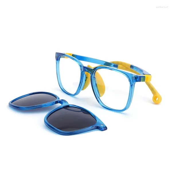 Lunettes de soleil Frames O-Q Club 2 IN 1 Clip magnétique sur garçons Girls Glasses Kids Myopia Prescription Flexible Eyeglass Polarisée 19970