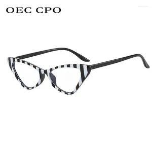 Lunettes de soleil Frames OEC CPO Fashion Ladies Ladies Cat Lunes Eyes Cadre Vintage Clear Lens Femmes Optical Sexy Stripe Eyeglass Spectacles
