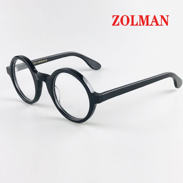 Lunettes de soleil Cadres Lunettes optiques Cadre Hommes Femmes Johnny Depp ZOLMAN Rond Vintage Lunettes Ordinateur Acétate Spectacle Cadre Pour Homme Objectif Clair 230824