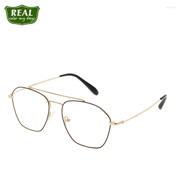 Lunettes de soleil Frames verres optiques Soupère Light Metal Gold Myopie Spectacle Men Femmes surdimension