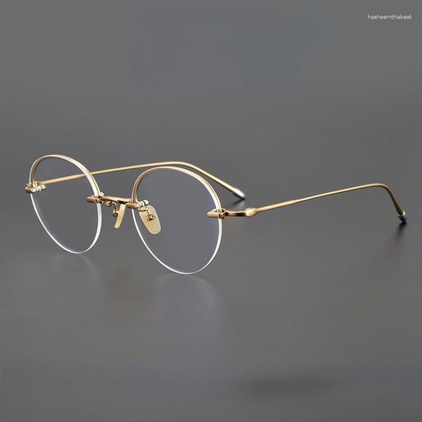 Lunettes de soleil Cadres Originalité Style japonais Marque Lunettes sans monture Femmes Mode Sans cadre Titane Lunettes rondes Hommes Prescription