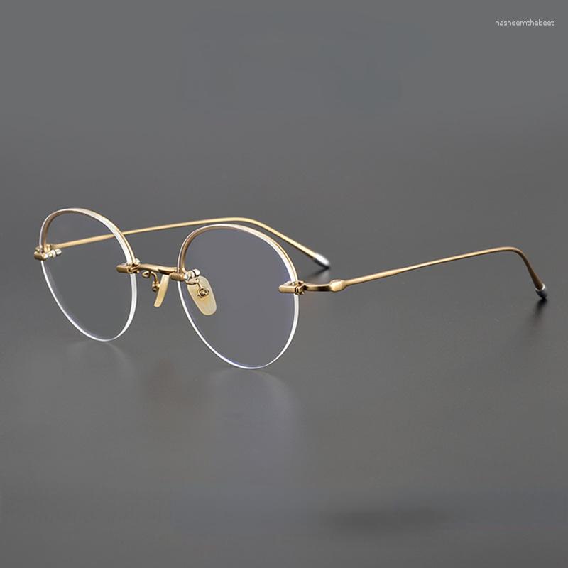 Sonnenbrillen Frames Originalität japanischer Markenmarke Randless Brille Frauen modische rahmenlose Titanrunde Runde Brillenmänner Rezept