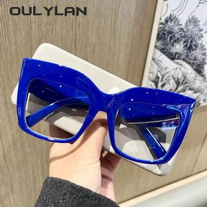 Zonnebrillen frames Oulylan mode grote frame optische bril vrouwen anti blauw licht leeslezer vintage kattenoog