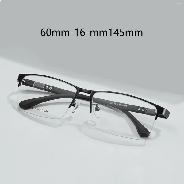 Lunettes de soleil Cadres Lunettes surdimensionnées Homme Demi-monture Lunettes Business Ultra Light Alliage Spectacle Astigmatisme Myopie Optique Prescription