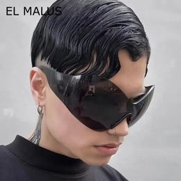 Lunettes de soleil Cadres surdimensionnés Y2K Cyberpunk Rimless Sunglasse Hommes Luxe Futuriste UV400 Miroir Sports Cyclisme en plein air Big Goggles 231012