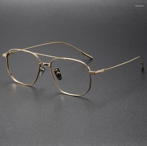 Monturas de gafas de sol Diseño de piloto Marco de anteojos de titanio puro Retro Hombres Gafas ópticas Prescripción Ultraligero Gafas vintage Mujeres