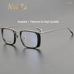 Zonnebrilmonturen Punk Vierkant Brilmontuur Mannen Vrouwen Acetaat Puur Titanium Brillen Bijziendheid Optische Recept Merk Handgemaakt Vintage