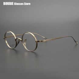 Marcos de gafas de sol Gafas puras Marco Hombres Retro Redondo Prescripción Eyeglasse Miopía Gafas ópticas Diseñador hecho a mano japonés 231005