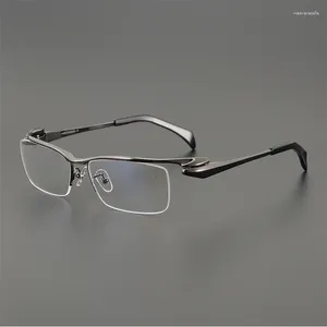 Lunettes de soleil Cadres Pure Titanium Business Semi Rimless Lunettes Cadre pour hommes Demi-lunettes optiques sans cadre Mâle Ultraléger