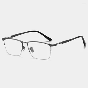 Zonnebrillen Frames Pure Titanium Business Semi Rimless Glazen frame voor mannen rechthoek optische bijziendheid bril Mannelijke half frameloze brillen brillen