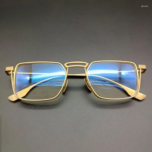 Zonnebrilmonturen Puur titanium Klassieke pilotenbril Vierkant Heren Stijlvolle designerbril Goud Bijziendheid