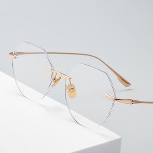 Zonnebrilmonturen Puur Titanium Aangepaste Lenzen Vormen Randloze Brilmontuur Man Optische Recept Mannen Zakelijke Stijl Brillen Met