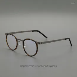 Lunettes de soleil Frames Cadre de lunettes en titane pur avec design minimaliste Super Louilles rondes rétro classiques Classic Men Femmes