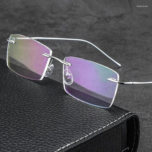 Marcos de gafas de sol Gafas de titanio puro Lentes personalizadas Formas Gafas sin montura Marco Hombre Prescripción óptica Hombres Estilo de negocios