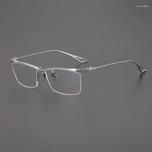 Marcos de gafas de sol Gafas de titanio puro Medio marco Hombres de negocios Miopía Caja de mujer Marco de cejas Prescripción personalizada