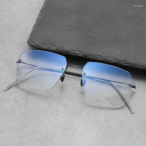 Lunettes de soleil Cadres Pure Titanium Myopie Hommes Sans Vis Lunettes Fabriquées À La Main Danemark Lunettes De Marque Sans Monture Anti Lumière Bleue Cadre De Lecture