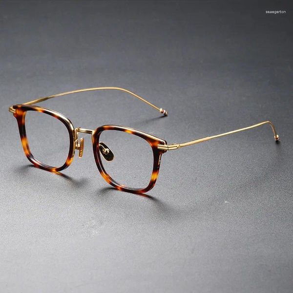 Lunettes de soleil Frames Pure Titanium Square Lunes Cadre pour les hommes Message à la main de haute qualité Prescription Femmes Vintage Retro Style