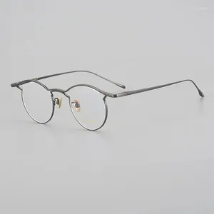 Zonnebrilmonturen Puur Titanium Ultralight Man Half Frame Bril Ronde Retro Mode Brillen Vrouwen Optiek Bijziendheid Lezen Recept