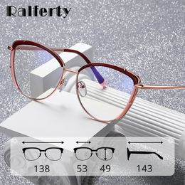 Zonnebrillen Frames Ralferty Luxury -bril Women Cat Oog Anti Blue Ray Glazen Recept Myopie Optisch frame 0 Diopter Eyewear Frame 230411