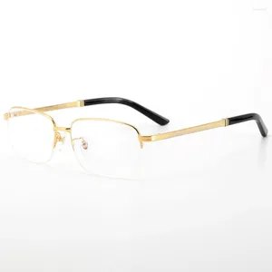 Lunettes de soleil Cadres Lunettes de lecture pour hommes Femmes Lentilles optiques Vintage Prescription Pur Titane Or Argent 8200967 Bleu Anti Lumière