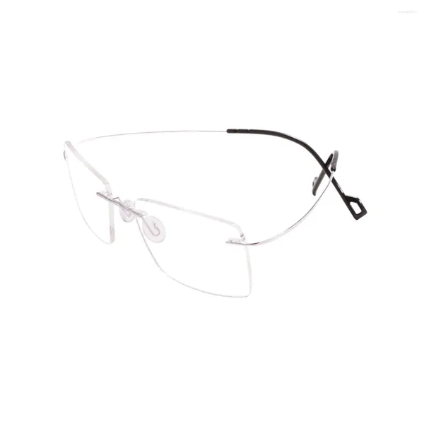 Monturas de gafas de sol, gafas de titanio sin montura flexibles rectangulares para lentes graduadas