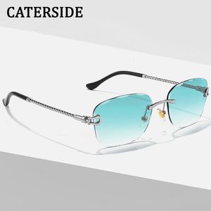 Sunglasses Frames Retro Fashion Women Men Brand Designer Rimless Gradient Sun Glasses Shades Cutting Lens Ladies Frameless Eyeglasses 230807